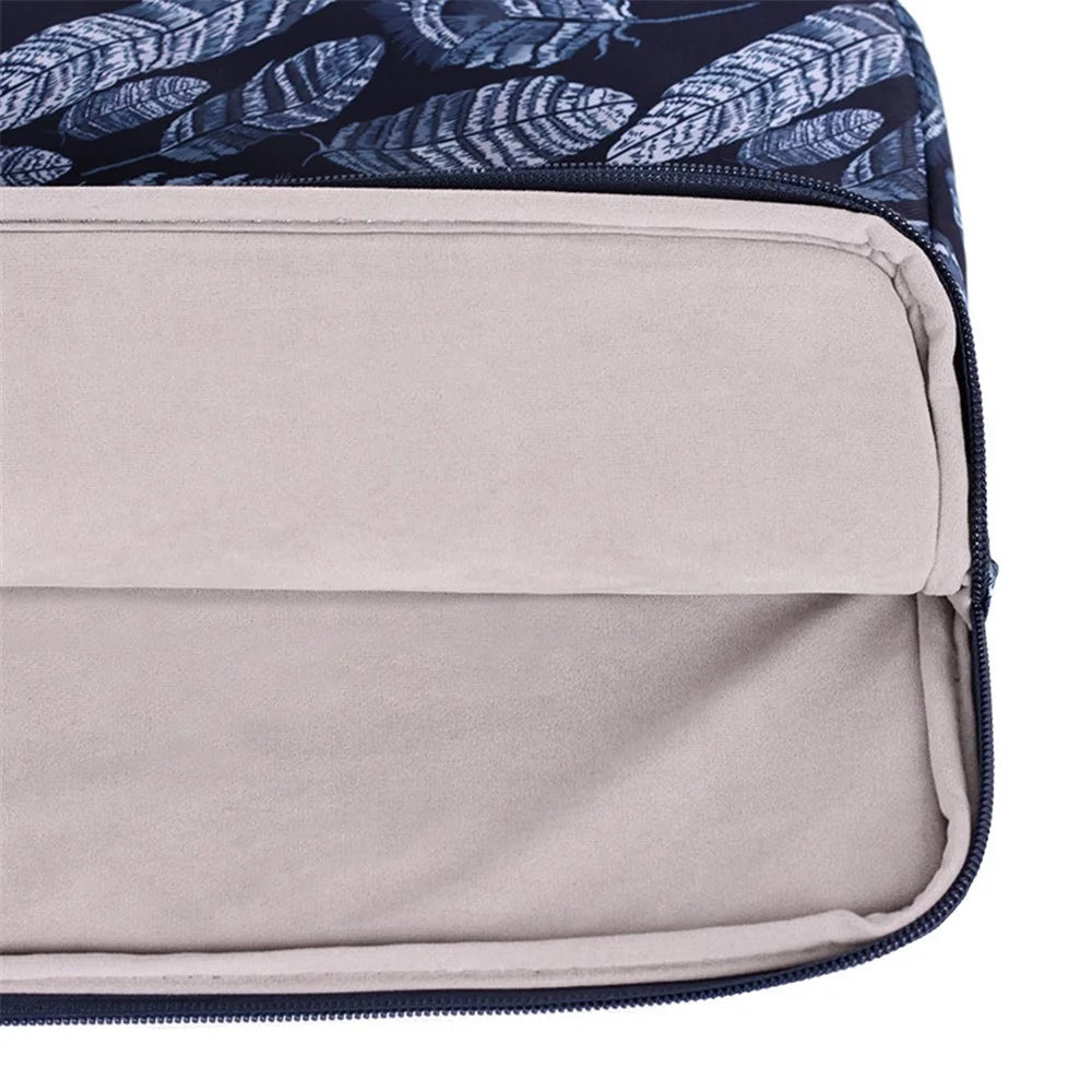 CANVASARTISAN H4-03 Leaves Pattern Zipper Laptop Sleeve Shockproof Lining Canvas Carrying Bag for 11-inch Notebook - 6