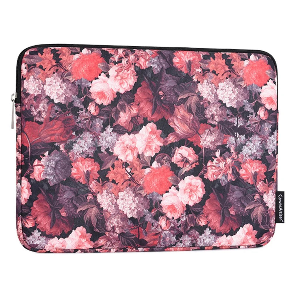 CANVASARTISAN H3-01 Colorful Floral Pattern Shockproof Laptop Sleeve Canvas Carrying Bag for 11-inch Notebook - 1