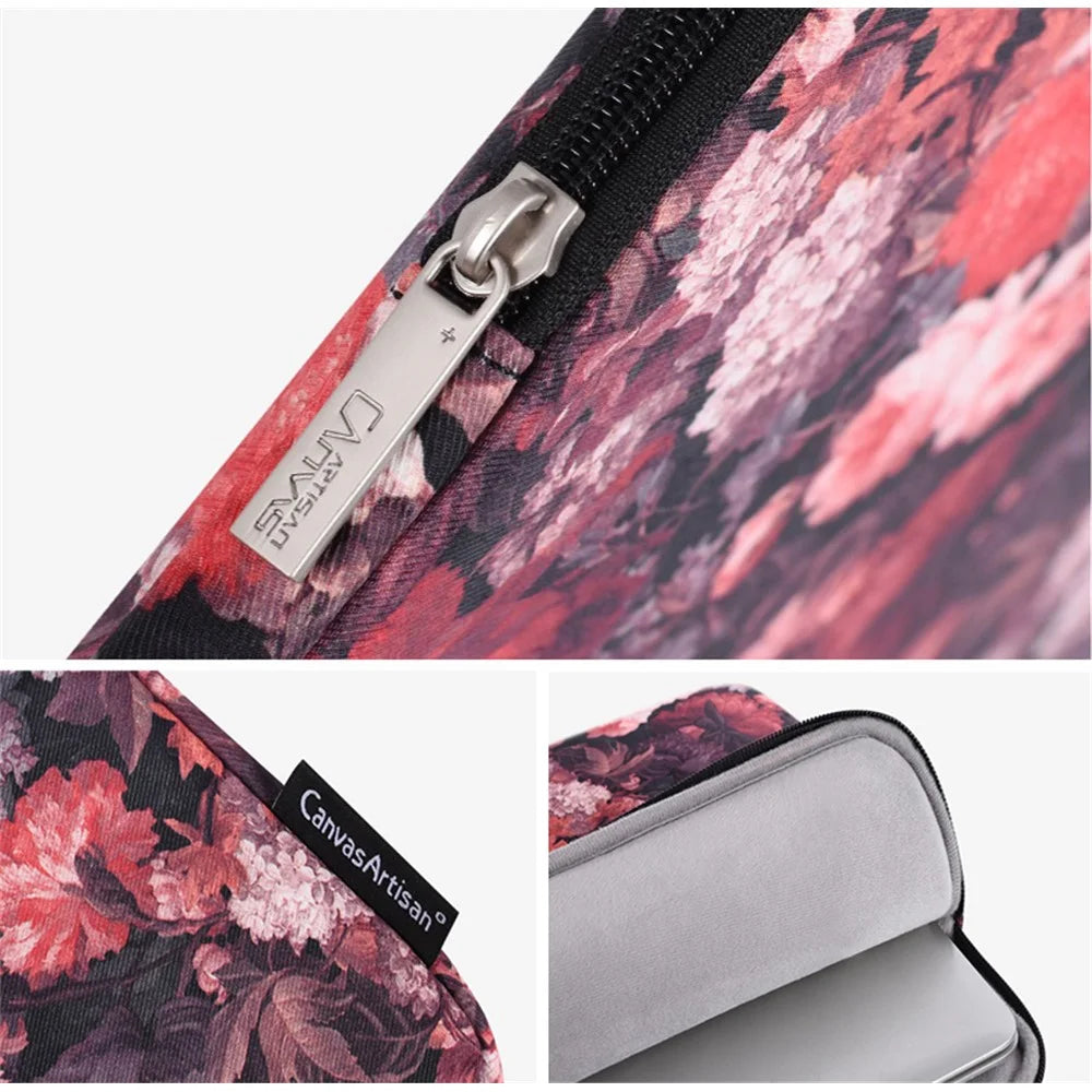 CANVASARTISAN H3-01 Colorful Floral Pattern Shockproof Laptop Sleeve Canvas Carrying Bag for 11-inch Notebook - 7