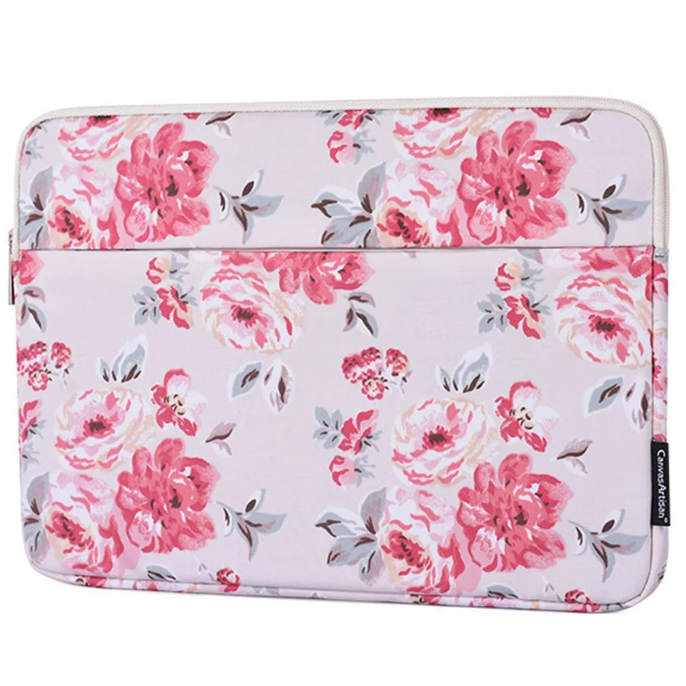 CANVASARTISAN H10-11 Rose Flower Pattern Laptop Liner Bag PU Leather Storage Pouch for 15-inch Notebook - 5
