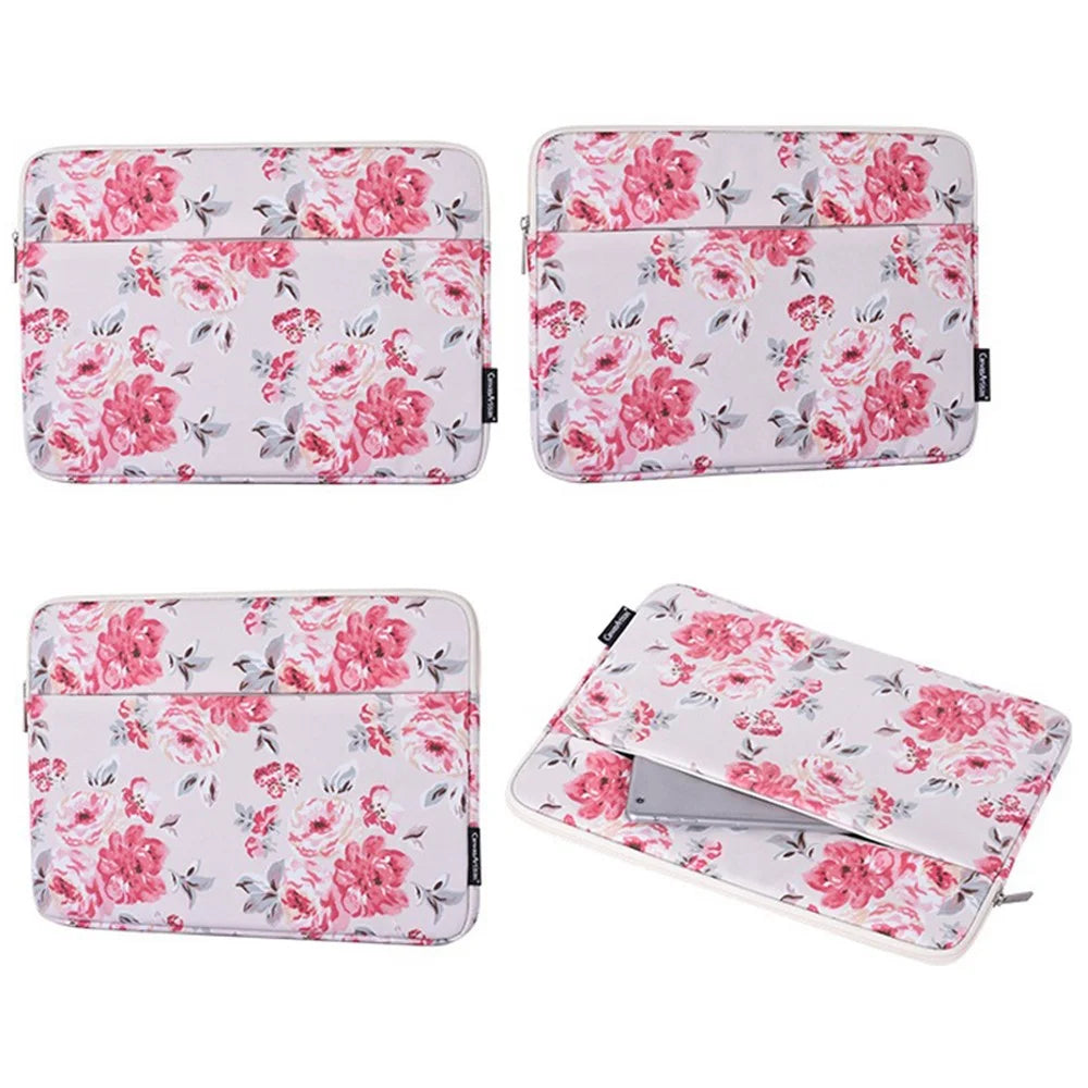 CANVASARTISAN H10-11 Rose Flower Pattern Laptop Liner Bag PU Leather Storage Pouch for 15-inch Notebook - 7
