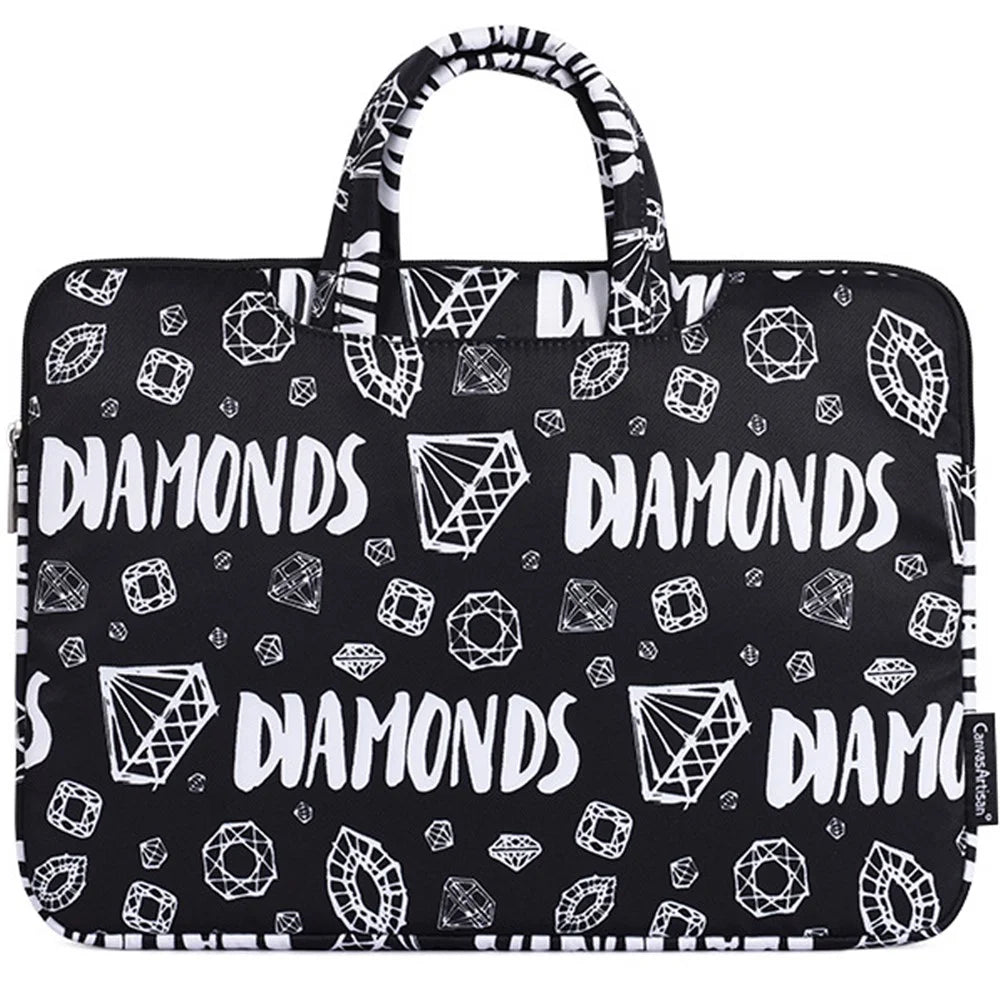 CANVASARTISAN H15-B01 Diamond Pattern 13-inch Laptop Sleeve Carrying Bag Notebook Handbag - Black - 2
