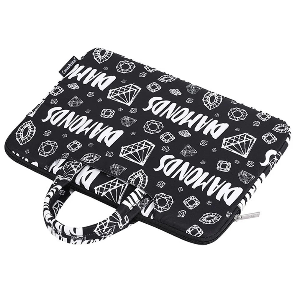 CANVASARTISAN H15-B01 Diamond Pattern 13-inch Laptop Sleeve Carrying Bag Notebook Handbag - Black - 3