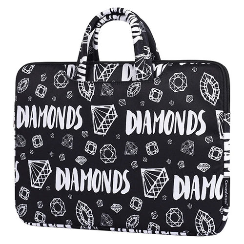 CANVASARTISAN H15-B01 Laptop Sleeve Diamond Pattern Handbag Carrying Case for 12-inch Notebook - Black - 1