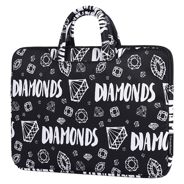 CANVASARTISAN H15-B01 Laptop Sleeve Diamond Pattern Handbag Carrying Case for 12-inch Notebook - Black - 1