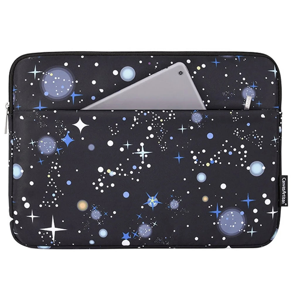 CANVASARTISAN H16-11 Starry Sky Pattern Zipper Laptop Sleeve Carrying Case for 12-inch Notebook - Black - 1