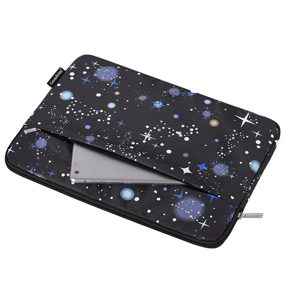 CANVASARTISAN H16-11 Starry Sky Pattern Zipper Laptop Sleeve Carrying Case for 12-inch Notebook - Black - 6