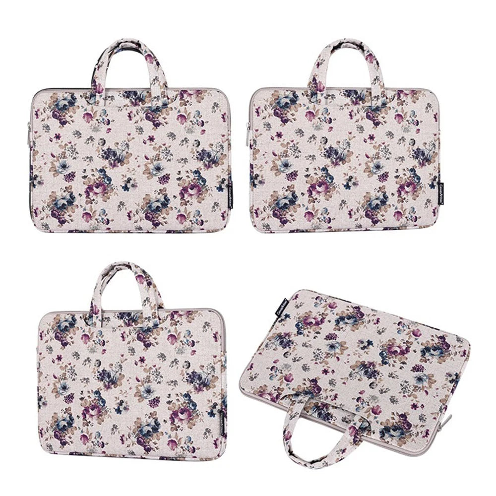 CANVASARTISAN H2-B02 15-inch Canvas Travel Laptop Handbag Portable Flower Pattern Notebook Carrying Case - 6