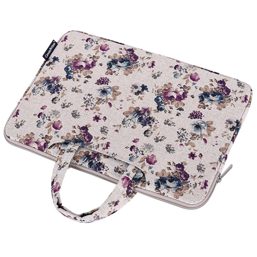CANVASARTISAN H2-B02 14-inch Canvas Laptop Handbag Flower Pattern Notebook Carrying Case - 4