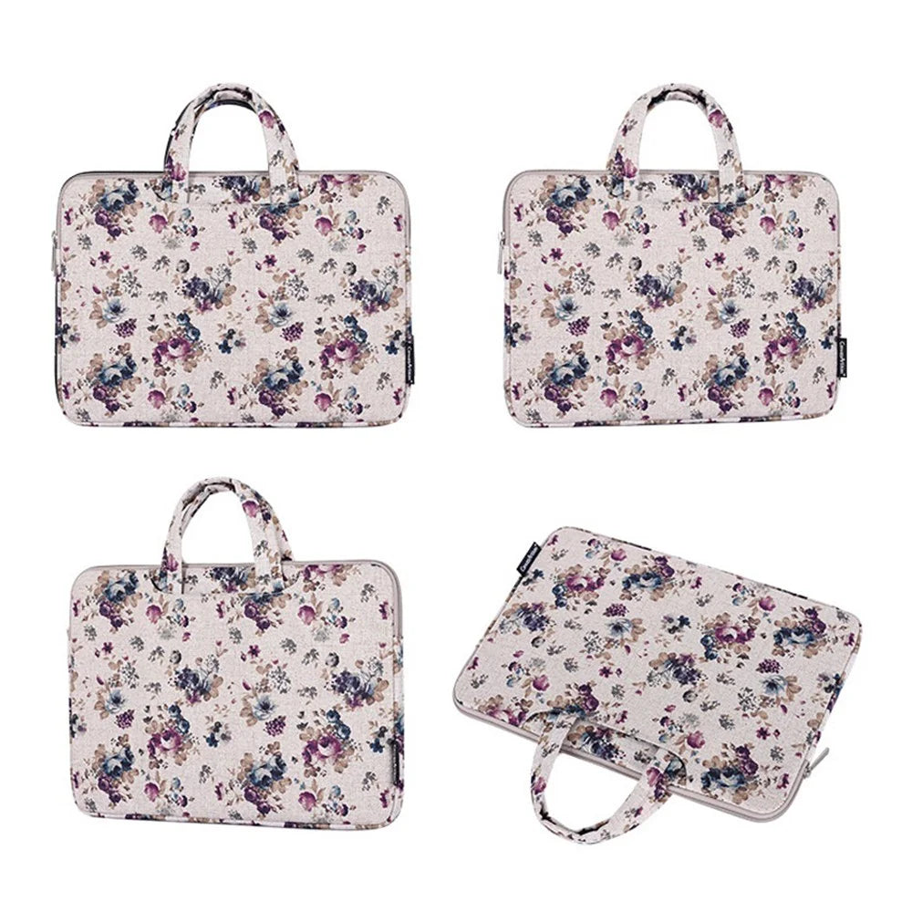 CANVASARTISAN H2-B02 14-inch Canvas Laptop Handbag Flower Pattern Notebook Carrying Case - 6