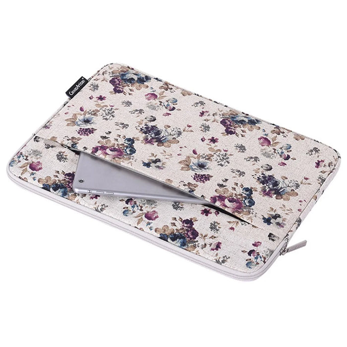 CANVASARTISAN H2-12 Flower Pattern Canvas Laptop Liner Bag Slim Zipper Storage Pouch for 11-inch Notebook - 7
