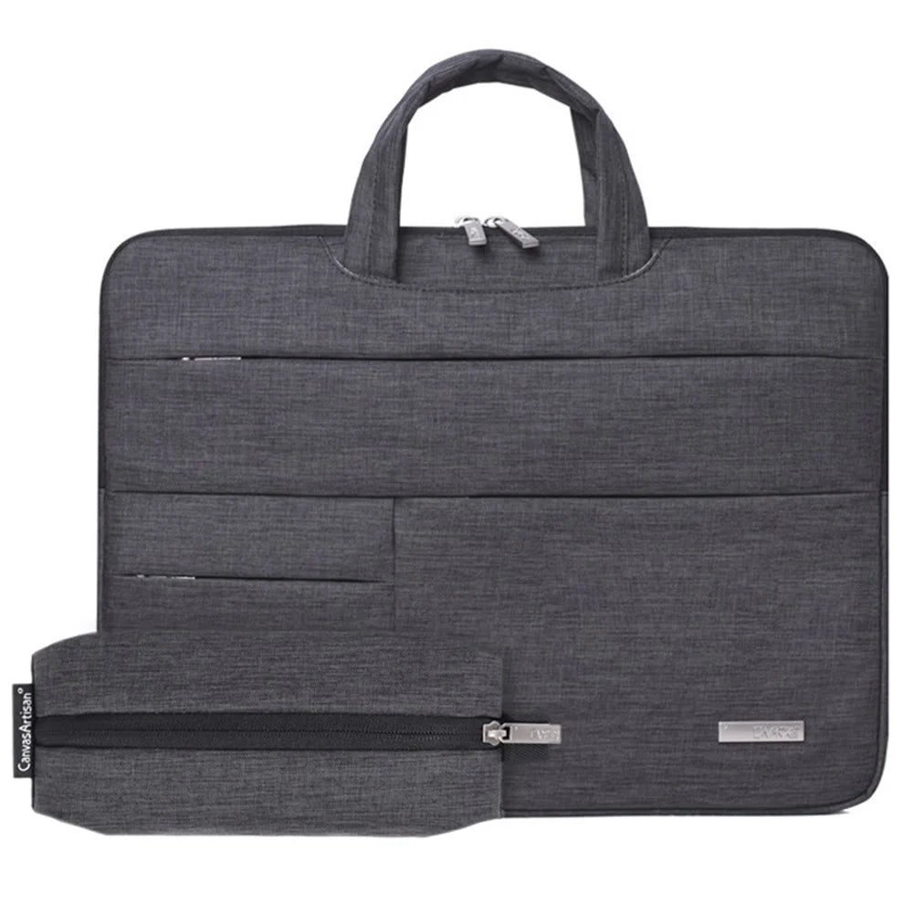 CANVASARTISAN L3-102 Notebook Handbag Business Laptop Sleeve Computer Sleeve 13 inch Laptop Bag with Small Pouch Bag - Dark Grey - 1