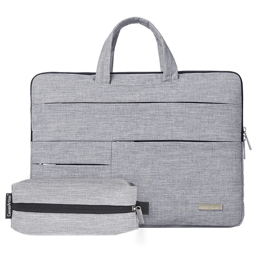 CANVASARTISAN L3-102 Large Handbag High-quality Polyester Notebook Sleeve Computer Sleeve 14 inch Laptop Bag with Small Pouch Bag - Light Grey - 1