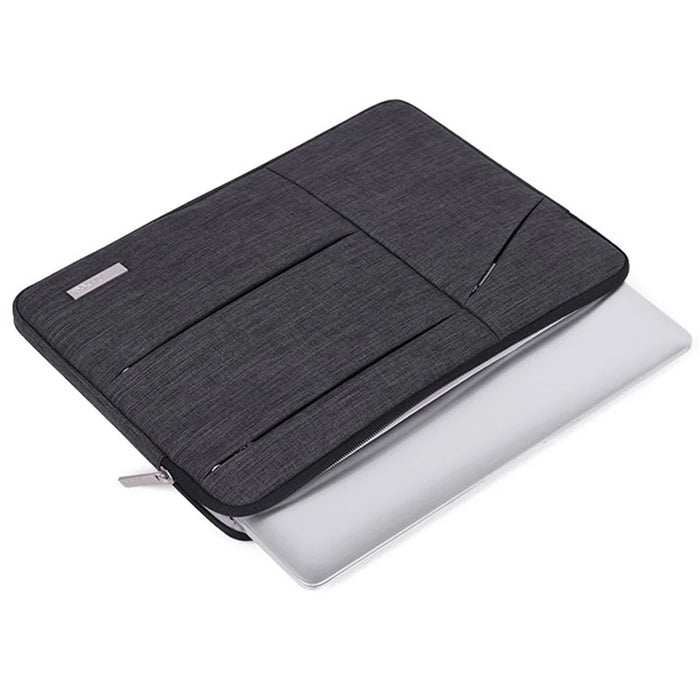 CANVASARTISAN L2-108 Slim Zipper Laptop Case Computer Carrying Bag with Mini Storage Pouch for 14 inch Notebooks - Dark Grey - 4