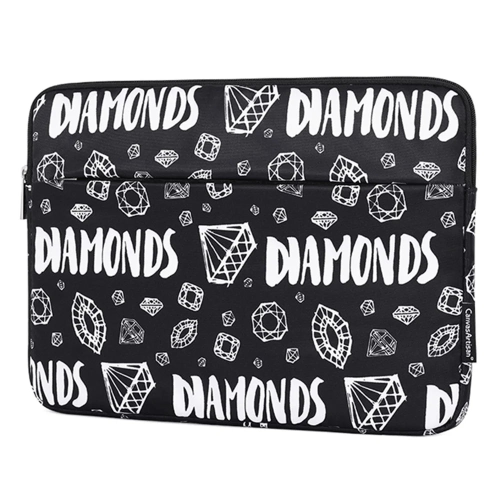 CANVASARTISAN H15-11 14-inch Laptop Sleeve Bag Diamond Pattern Zipper Front Pocket Notebook Carrying Bag - 2