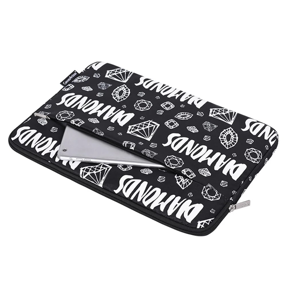 CANVASARTISAN H15-11 14-inch Laptop Sleeve Bag Diamond Pattern Zipper Front Pocket Notebook Carrying Bag - 3
