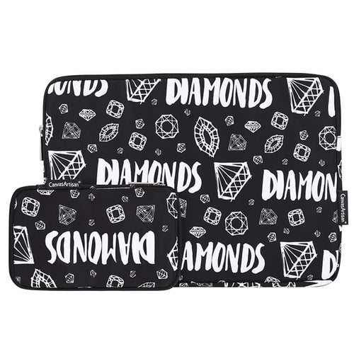 CANVASARTISAN H15-T0121 Diamond Pattern Zipper Laptop Sleeve Shockproof Notebook Carrying Case with Small Bag for 14-inch Laptop - 1