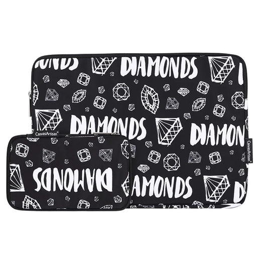 CANVASARTISAN H15-T0121 Diamond Pattern Laptop Bag Zipper Notebook Protective Sleeve Storage Pouch with Small Bag for 11-inch Laptop - 1