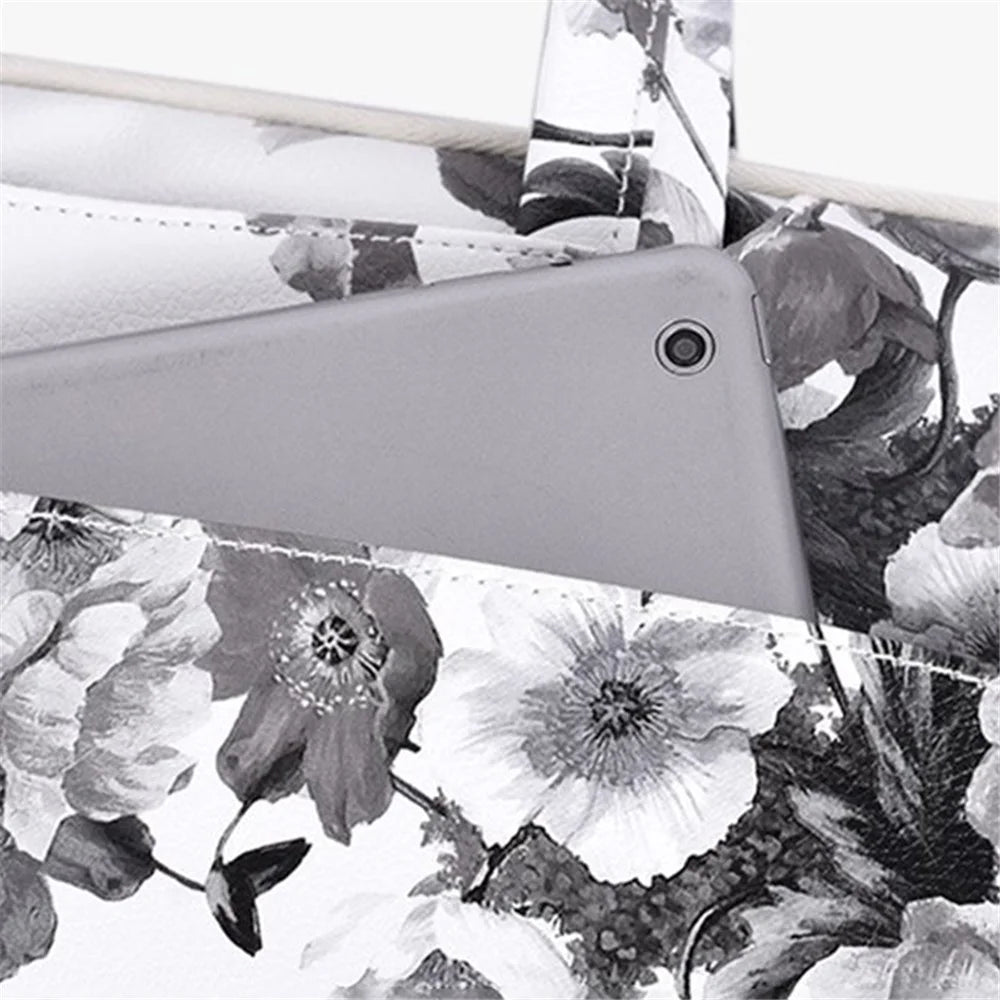 CANVASARTISAN G1-A01 15-inch Laptop Protective Sleeve Watercolor Flower Pattern Carrying Case PU Leather Notebook Handbag with Shoulder Strap - 6