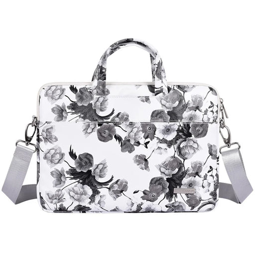 CANVASARTISAN G1-A01 14-inch Laptop Handbag Protective Sleeve PU Leather Watercolor Flower Pattern Notebook Bag with Shoulder Strap - 1