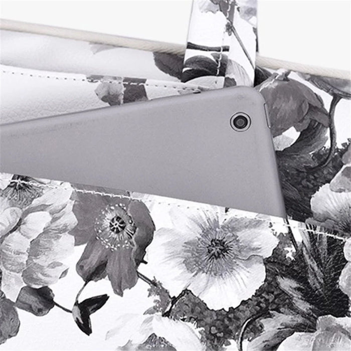 CANVASARTISAN G1-A01 14-inch Laptop Handbag Protective Sleeve PU Leather Watercolor Flower Pattern Notebook Bag with Shoulder Strap - 6