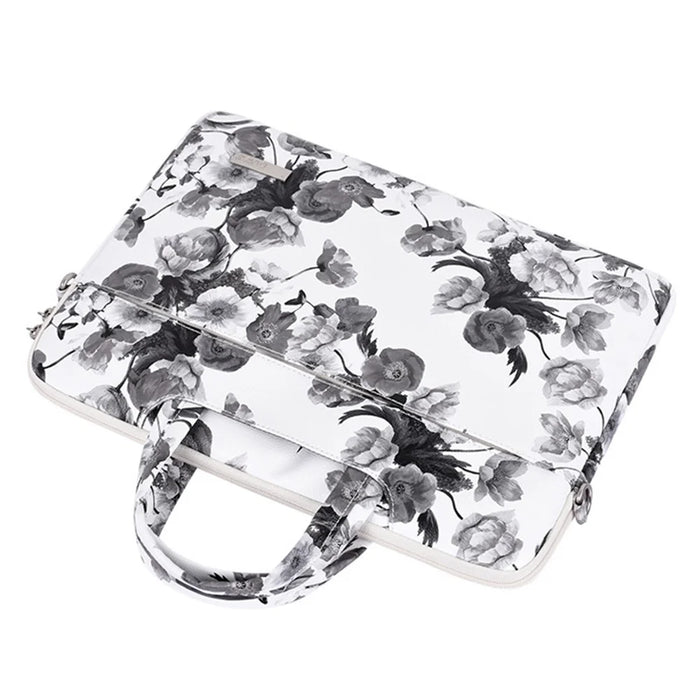 CANVASARTISAN G1-A01 13-inch Laptop Sleeve Watercolor Flower Pattern PU Leather Notebook Carrying Bag with Shoulder Strap - 3