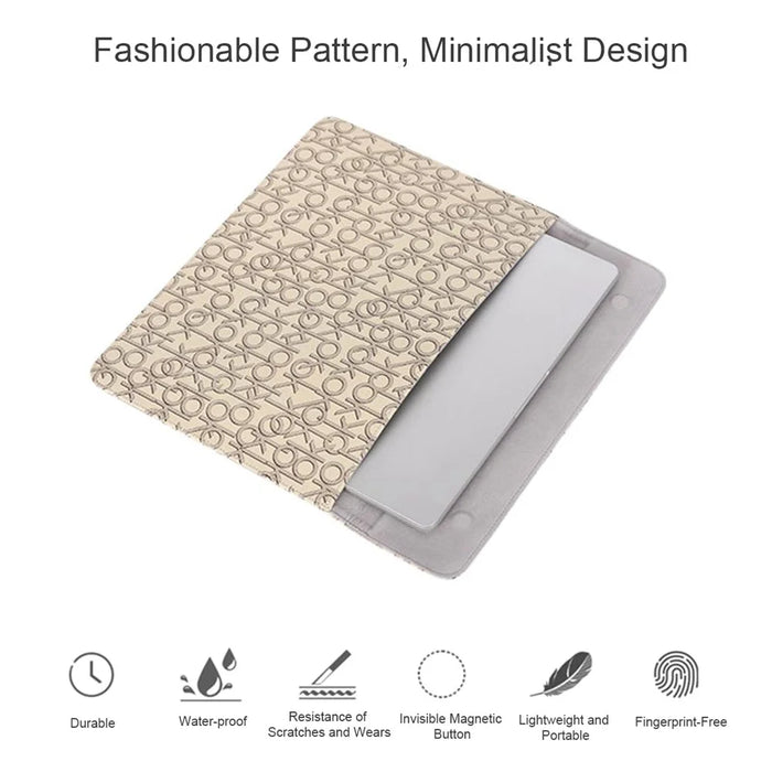 CANVASARTISAN E61-01 12-inch Laptop Carrying Bag Letter OK Printing Magnetic Flip PU Leather Notebook Sleeve - 5