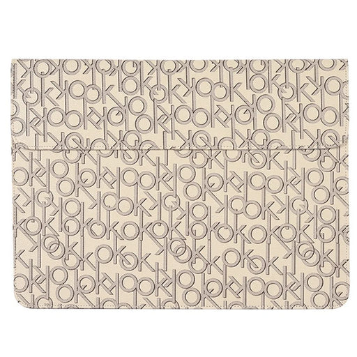 CANVASARTISAN E61-01 13-inch Laptop Sleeve Letter OK Printing PU Leather Magnetic Notebook Carrying Case - 1