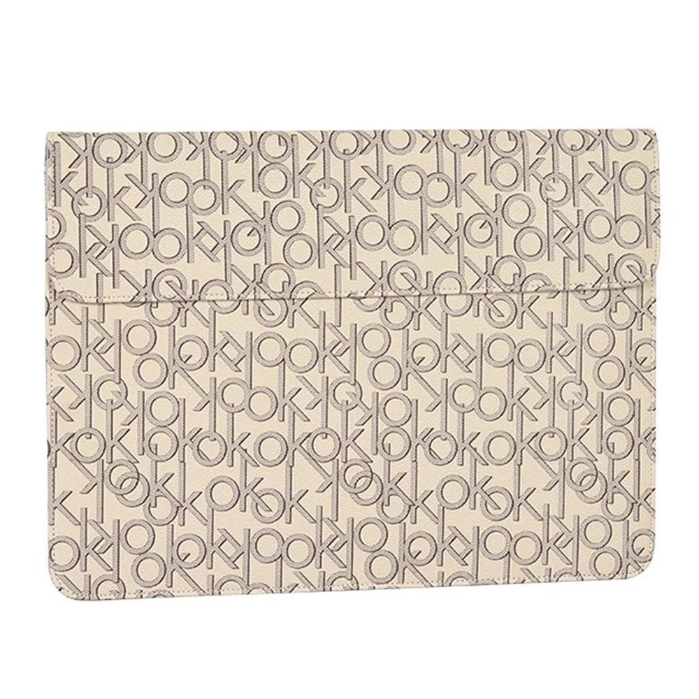CANVASARTISAN E61-01 PU Leather Protective Sleeve 14-inch Laptop Carrying Bag Letter OK Pattern Notebook Case - 2