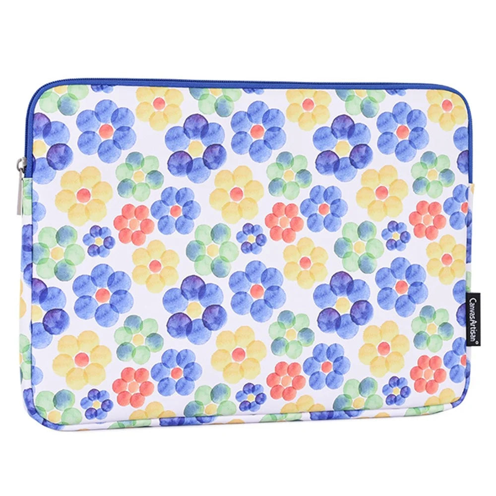 CANVASARTISAN G51-01 PU Leather Flower Pattern Laptop Bag Zipper Notebook Sleeve for 12-inch Laptop - 1