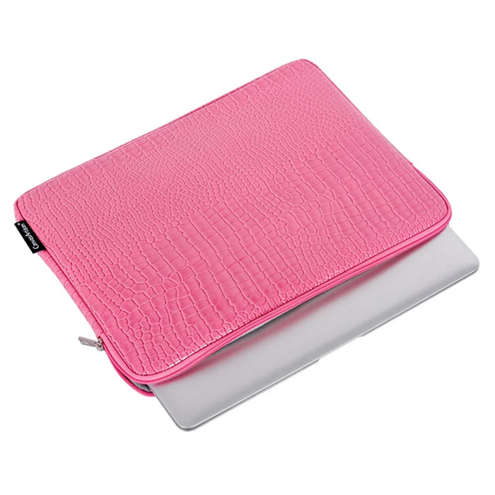 CANVASARTISAN L32-03 Crocodile Texture PU Leather Laptop Sleeve Bag Notebook Carrying Case - Pink/for 15-inch Laptop - 4