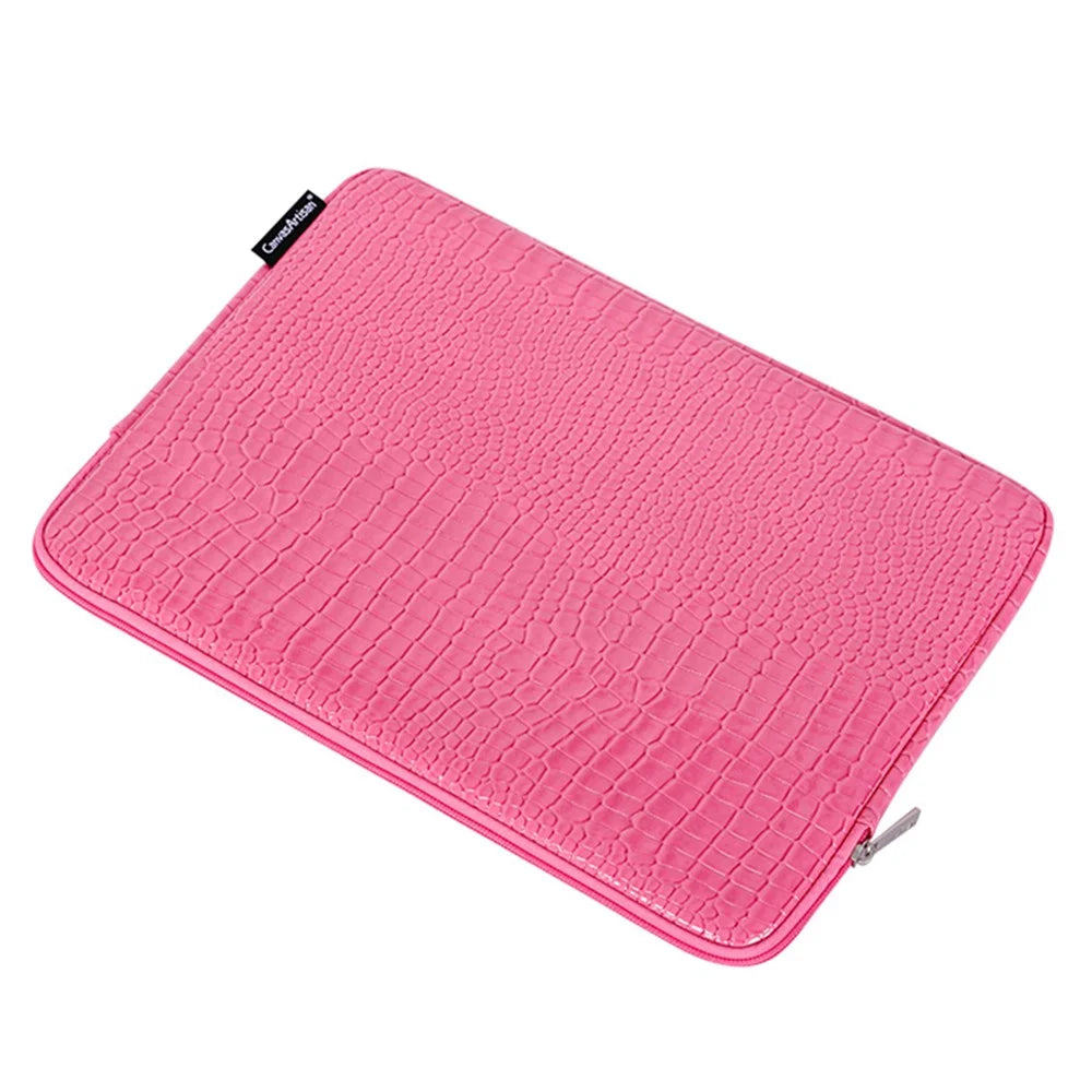 CANVASARTISAN L32-03 Crocodile Texture PU Leather Laptop Sleeve Bag Notebook Carrying Case - Pink/for 15-inch Laptop - 5