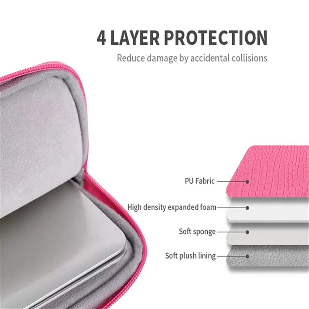 CANVASARTISAN L32-03 Crocodile Texture PU Leather Laptop Sleeve Bag Notebook Carrying Case - Pink/for 15-inch Laptop - 6
