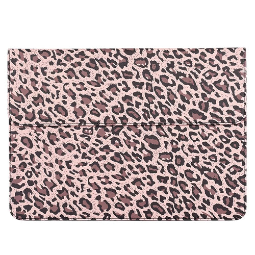 CANVASARTISAN E31-01 Leopard Printed Fashion Laptop Sleeve PU Leather Magnetic Lid Envelope Notebook Bag - Yellow/12 inch - 1