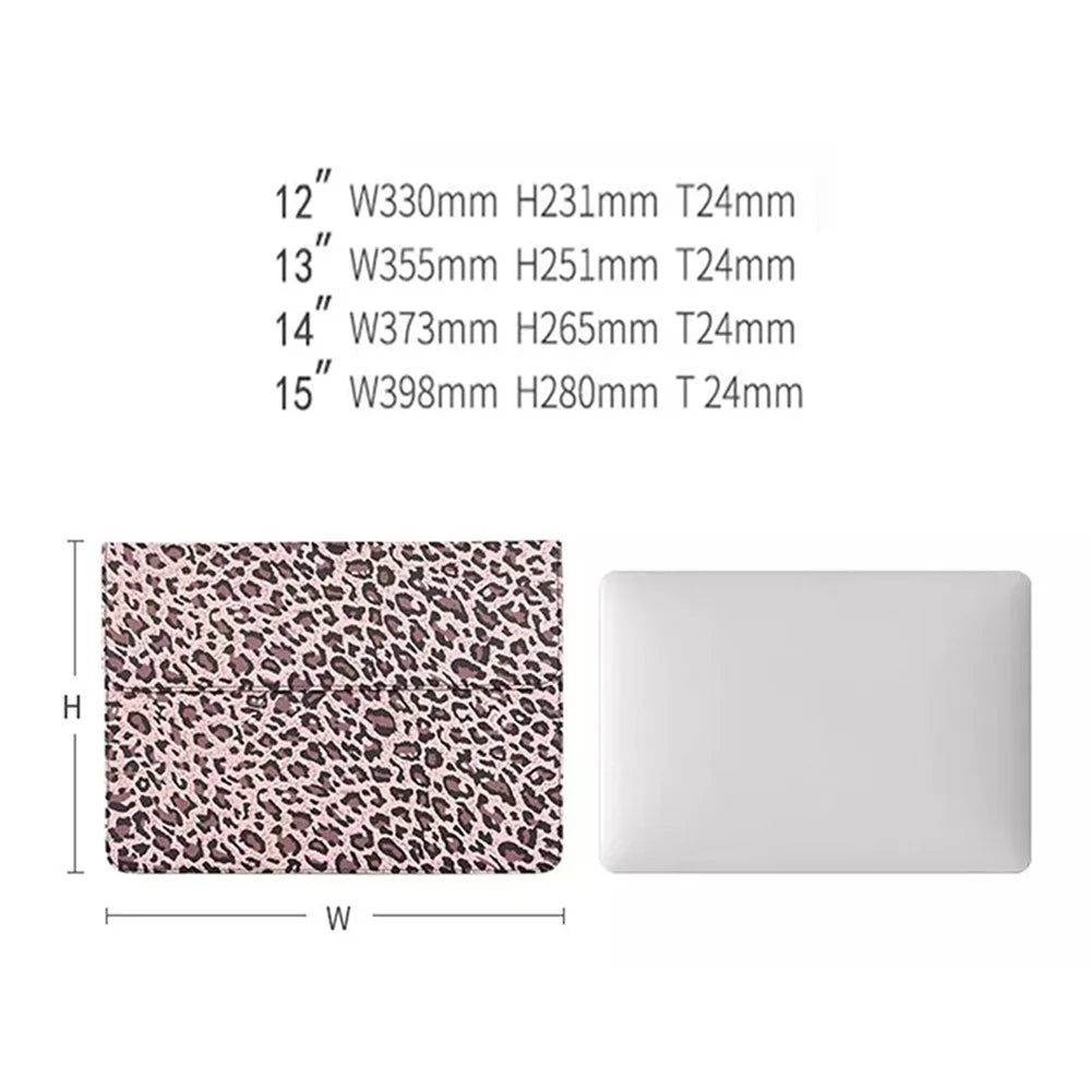 CANVASARTISAN E31-01 Leopard Printed Fashion Laptop Sleeve PU Leather Magnetic Lid Envelope Notebook Bag - Yellow/12 inch - 6