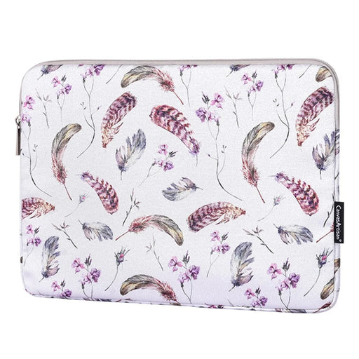CANVASARTISAN H9-T0121 Watercolor Feather Pattern Ultra Slim Laptop Carrying Case Shockproof Notebook Sleeve with Small Bag - White/for 11-inch Laptop - 2