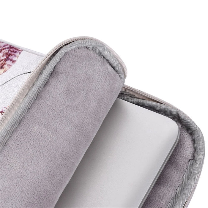 CANVASARTISAN H9-T0121 Watercolor Feather Pattern Ultra Slim Laptop Carrying Case Shockproof Notebook Sleeve with Small Bag - White/for 11-inch Laptop - 6