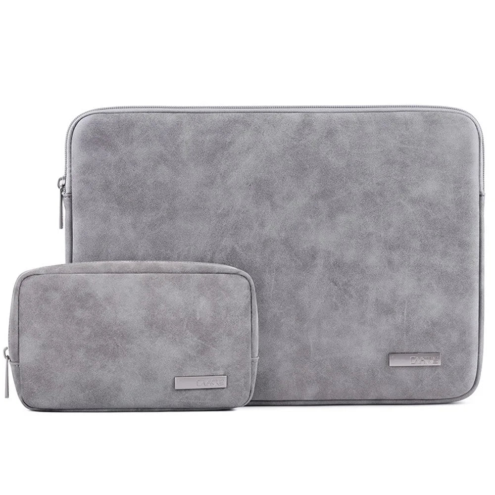 CANVASARTISAN L11-T0311 Solid Color Waterproof PU Leather Laptop Sleeve Notebook Case with Small Bag - Grey/for 11-inch Laptop - 1