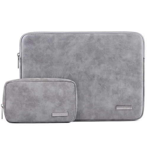 CANVASARTISAN L11-T0311 Solid Color Waterproof PU Leather Laptop Sleeve Notebook Case with Small Bag - Grey/for 11-inch Laptop - 1