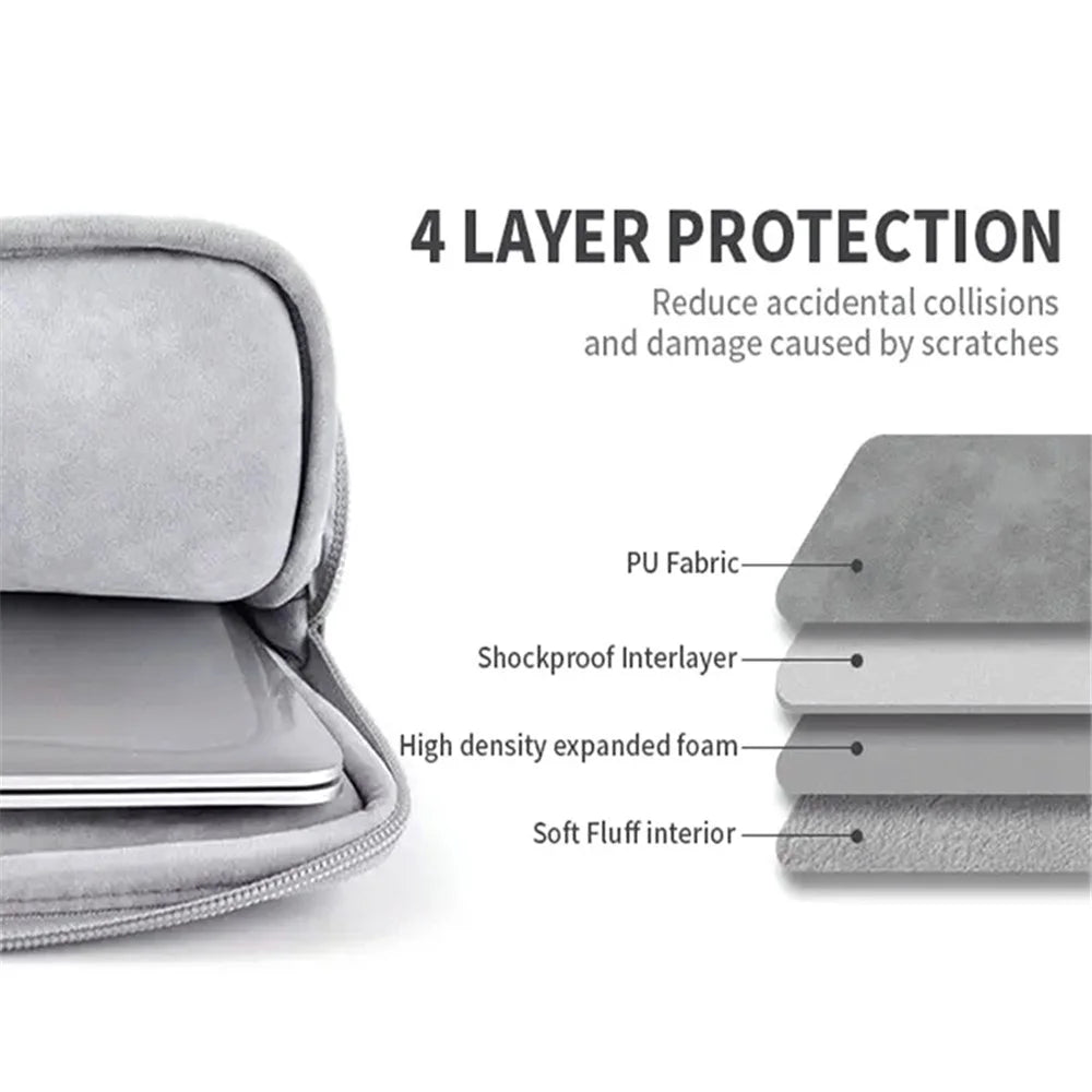 CANVASARTISAN L11-T0311 Solid Color Waterproof PU Leather Laptop Sleeve Notebook Case with Small Bag - Grey/for 11-inch Laptop - 4