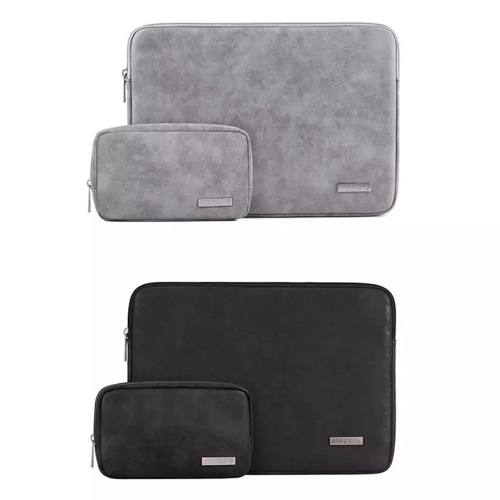 CANVASARTISAN L11-T0311 Solid Color Waterproof PU Leather Laptop Sleeve Notebook Case with Small Bag - Grey/for 11-inch Laptop - 7
