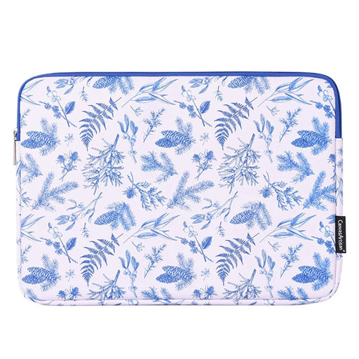 CANVASARTISAN G55-01 Leaves Printing Ultra Slim Notebook Carrying Bag Zipper Laptop Sleeve Case - White/for 11-inch Laptop - 1