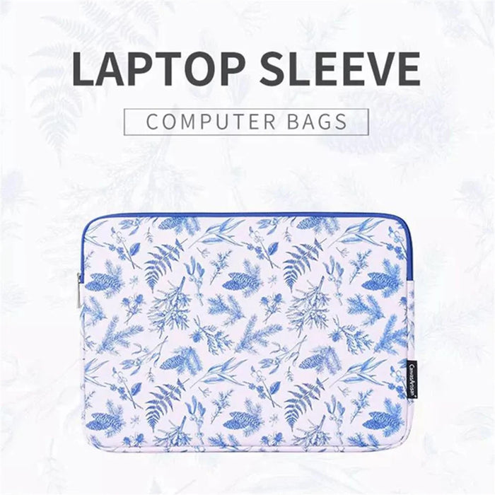 CANVASARTISAN G55-01 Leaves Printing Ultra Slim Notebook Carrying Bag Zipper Laptop Sleeve Case - White/for 11-inch Laptop - 2
