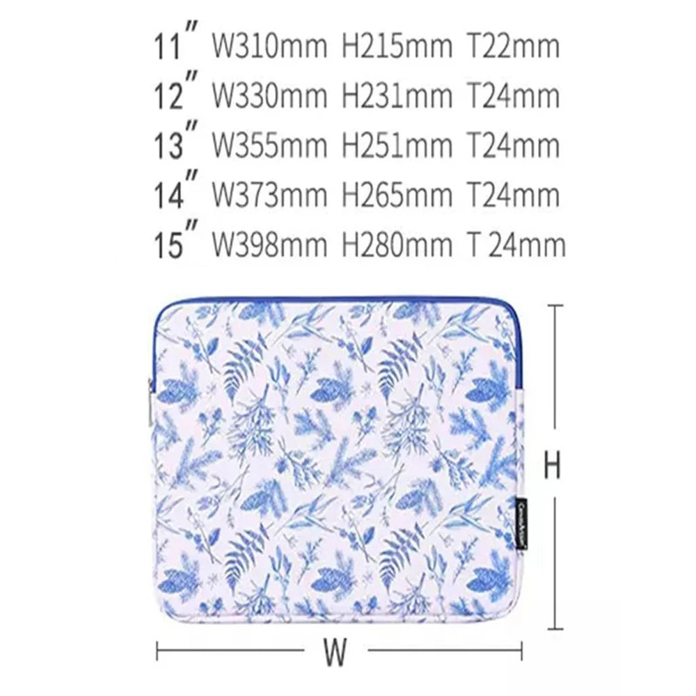 CANVASARTISAN G55-01 Leaves Printing Ultra Slim Notebook Carrying Bag Zipper Laptop Sleeve Case - White/for 11-inch Laptop - 4