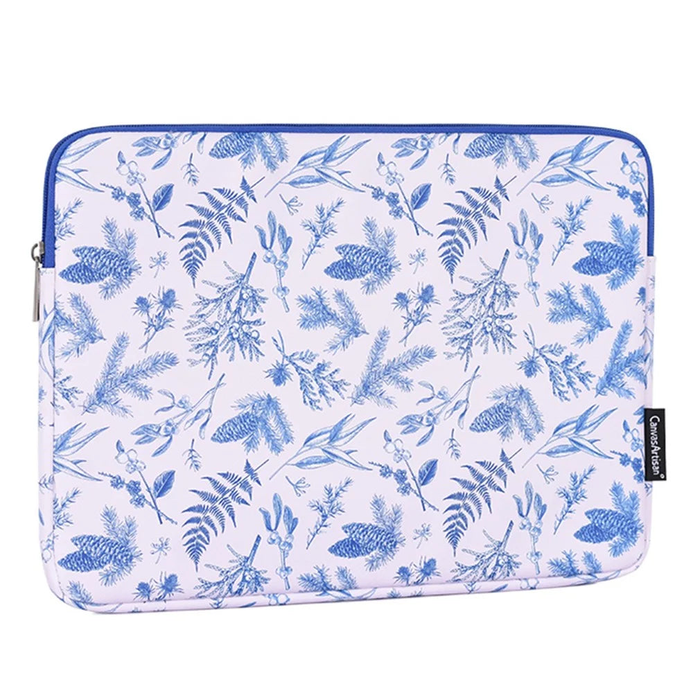 CANVASARTISAN G55-01 Leaves Printing Ultra Slim Notebook Carrying Bag Zipper Laptop Sleeve Case - White/for 11-inch Laptop - 6