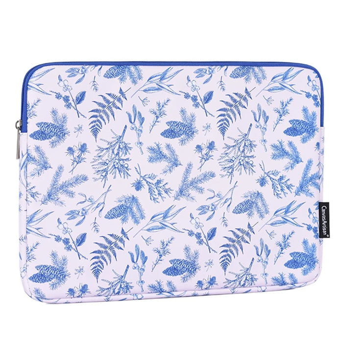 CANVASARTISAN G55-01 Leaves Printing Ultra Slim Notebook Carrying Bag Zipper Laptop Sleeve Case - White/for 11-inch Laptop - 6