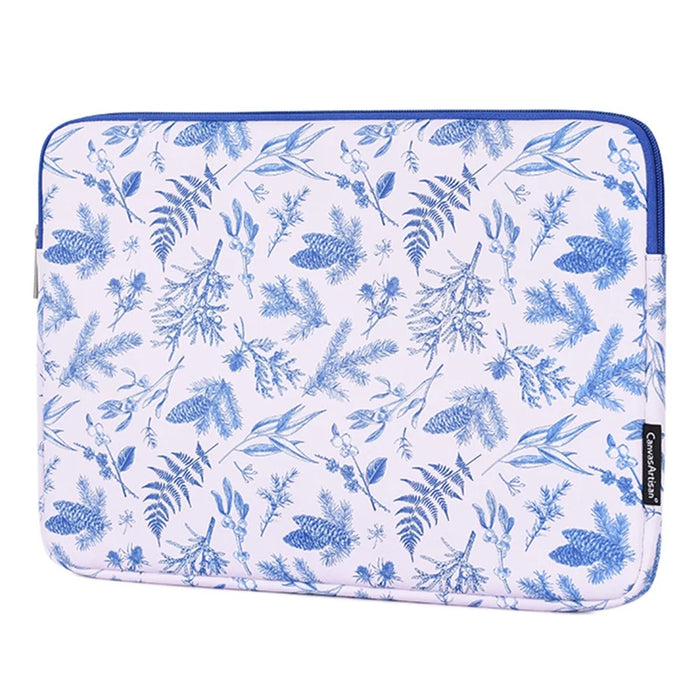 CANVASARTISAN G55-01 Leaves Printing Ultra Slim Notebook Carrying Bag Zipper Laptop Sleeve Case - White/for 11-inch Laptop - 7