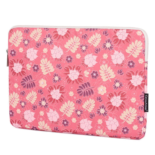 CANVASARTISAN H24-T0123 Flowers Leaves Pattern Laptop Carrying Bag Protective Notebook Sleeve with Small Bag - Pink/for 11-inch Laptop - 2
