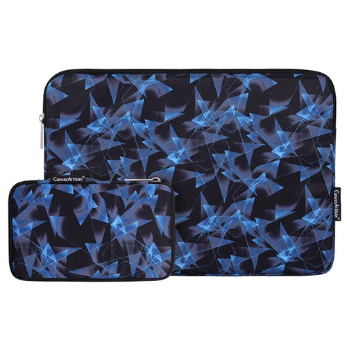 CANVASARTISAN H11-T0121 3D Diamond Pattern PU Leather Shockproof Laptop Sleeve Zipper Notebook Case with Small Bag - Blue/for 11-inch Laptop - 1