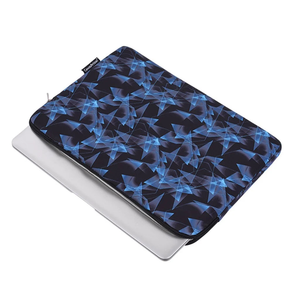 CANVASARTISAN H11-T0121 3D Diamond Pattern PU Leather Shockproof Laptop Sleeve Zipper Notebook Case with Small Bag - Blue/for 11-inch Laptop - 3
